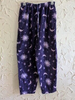 Purple Moon & Sun Celestial Fleece Pajama Pants Size Small